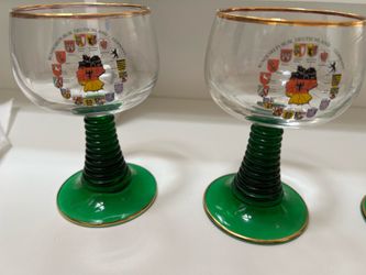 4 German glasses with gold rim