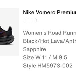 NIKE VOMERO PREMIUM SIZE 11 WOMENS 9.5 MENS