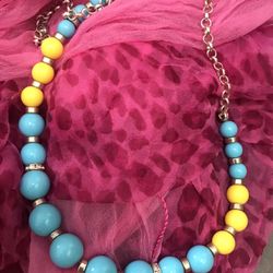 Gorgeous New Yellow  And Turquoise Necklace 