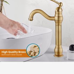 gotonovo Single Handle Vessel Sink Faucet 360° Swivel Bathroom Faucet One Hole Farmhouse Lavatory Vanity Faucet Bowl Sink Mixer Tap with Pop Up A14