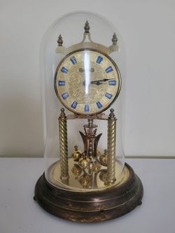 Welby Anniversary/Torsion Clock Brass Glass Like Dome Mechanical Analog Germany