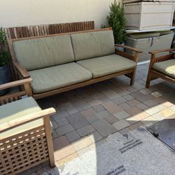 Smith And Hawken Teak Outdoor Seating Set With Matching Cushions from Smith and Hawken