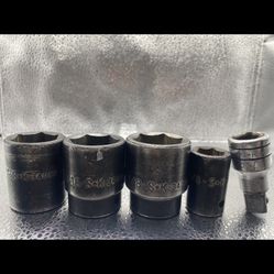 Bundle Lot Of 5 SK Tools USA 1/2" Drive 1" 6 Point Standard Impact Socket 34032