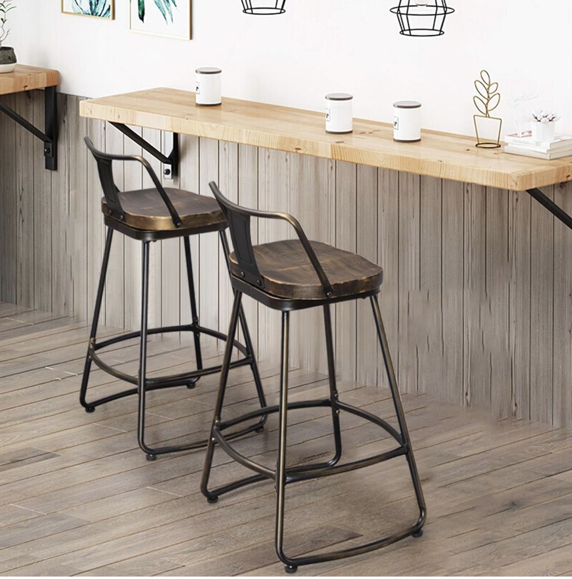 Set Of 4 Industrial Counter Height Stools