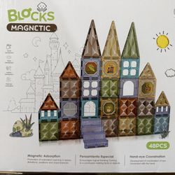 Magnetic Blocks Magnetic Building Set 48pc Plastic Box Age 3+