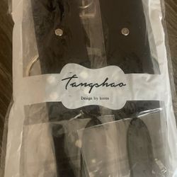 Leather Choker And Wrist Cuff Ring/ black, leather, hanging heart