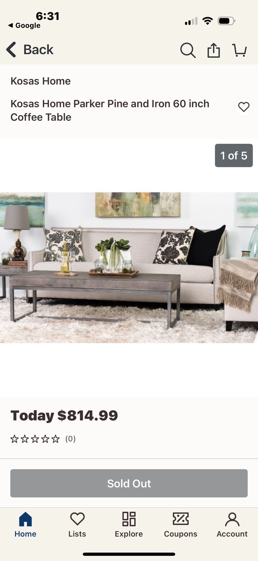 QUICK SALE!! Wood & Iron Coffee Table 