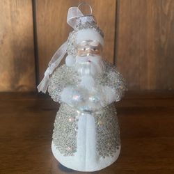 Valerie Parr Hill Glitter Santa Blown Glass Christmas Ornament