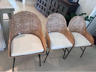 4 seagrass, wicker, rattan chairs