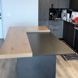 Modern Kitchen Island / Bar Table – Wood & Black Contemporary Design