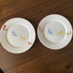 Pier 1 Imports Salad Plates set of 2 birds chicks 
