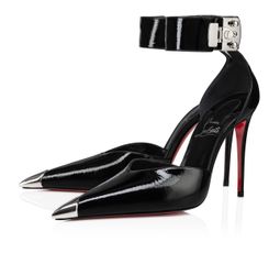 Christian Loubutin 37 Lock Me Up Pump 100 mm Strappy pumps - Vog patent leather - Black - Women