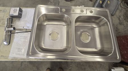 Drop-In 50/50 Double Bowl 20 Gauge Stainless Steel Home Kitchen Sink 33 in.