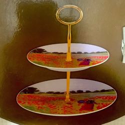 2 Tier Cake, pastry or candy Stand. Ceramic New In Original Box.