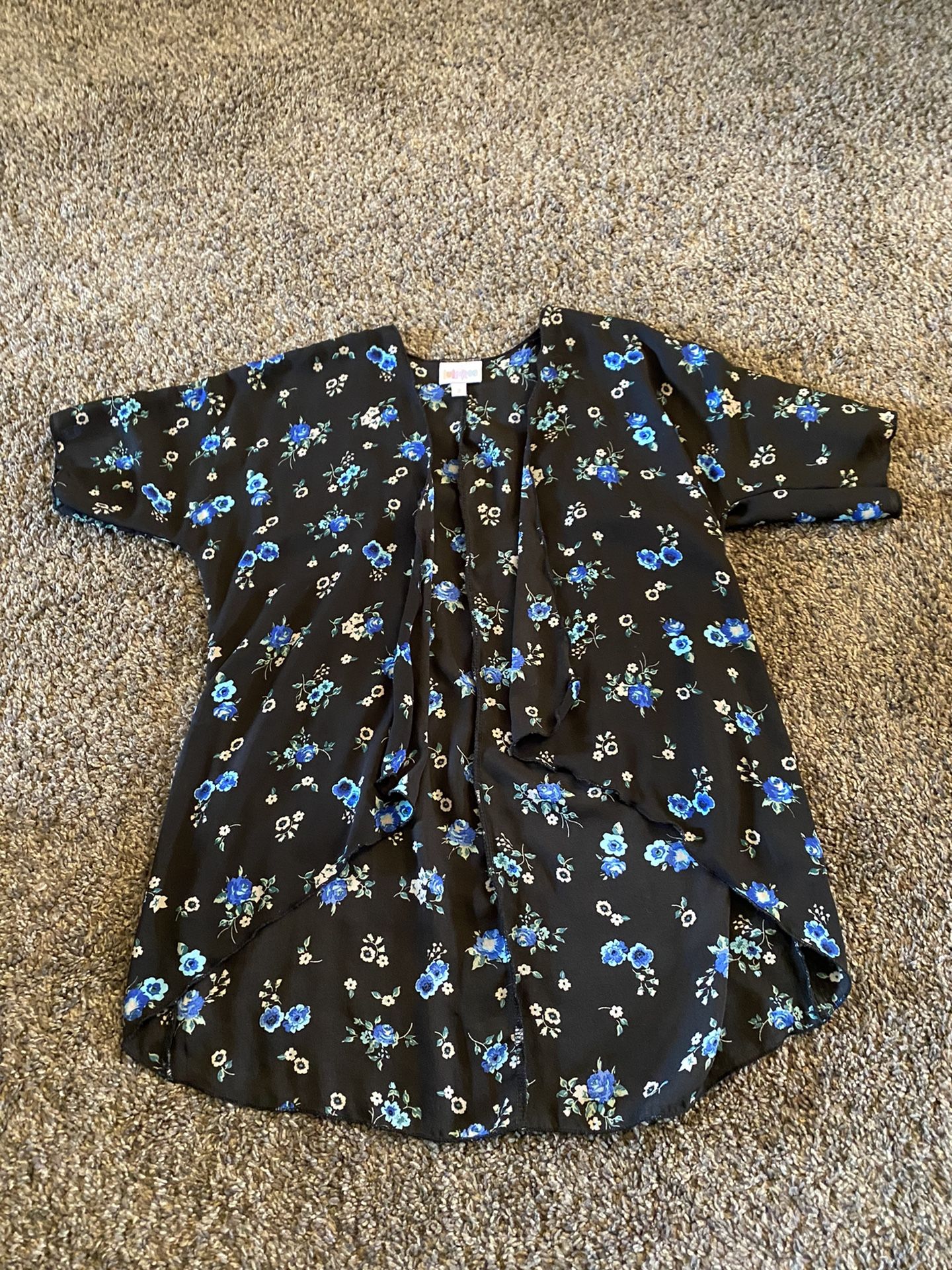 Girls Black And Blue Flower Duster Cardigan Size 2 By LulaRoe Fits Up To 5/6 #8