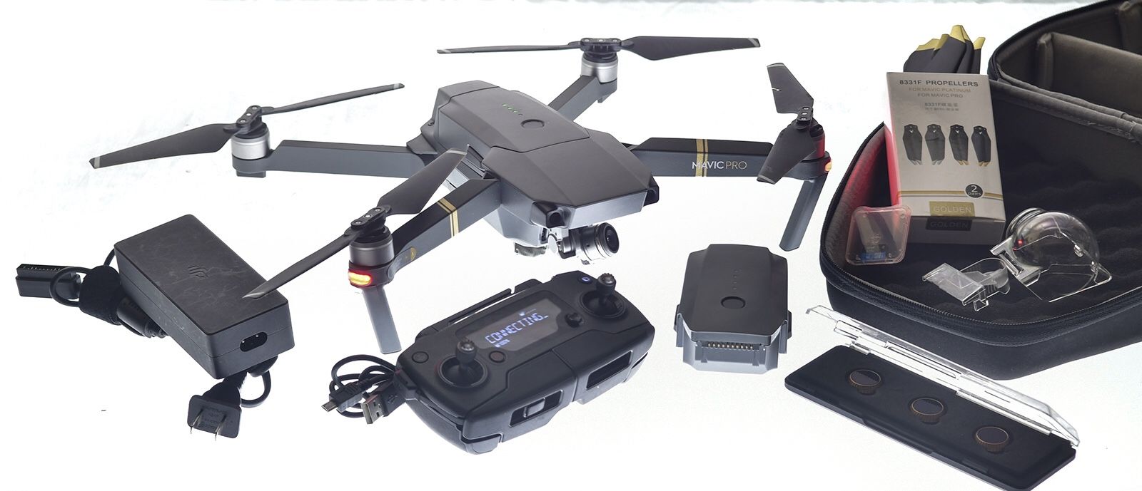 Drone -DJI Mavic pro. Advanced kit. 2 batteries. 3 polar pro filter kit 4,8 & 16. Memory card 16 Gb. All cords and protective covers.