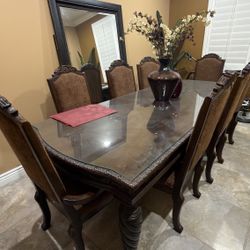 Elegant Wood Dining Table With 8 Chairs 