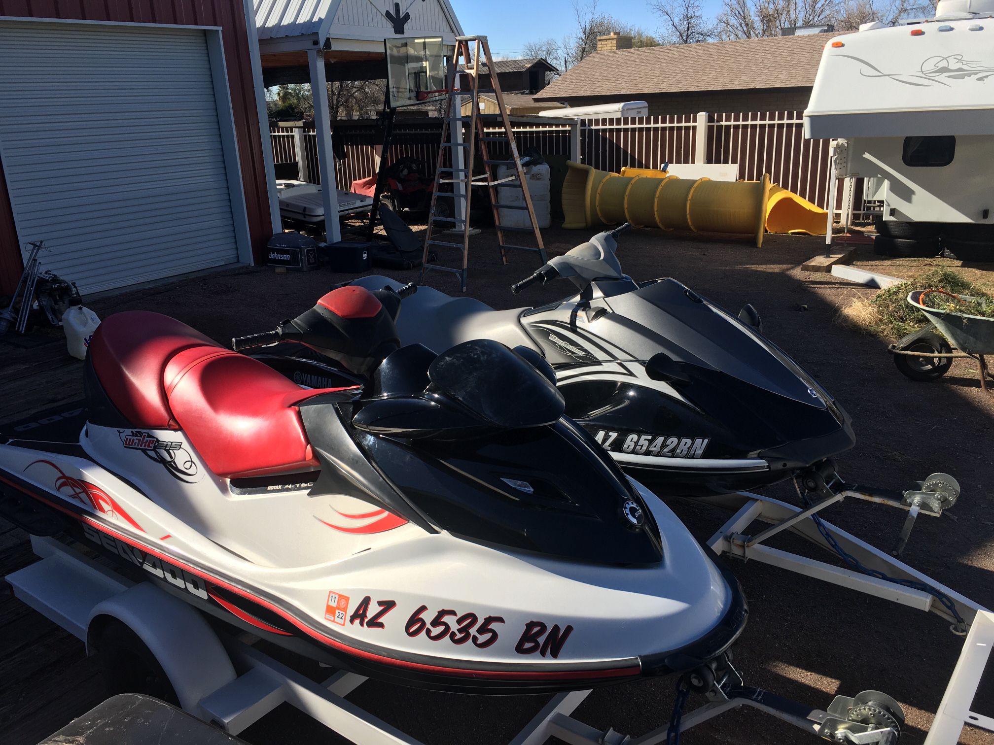 Supercharged Sea Doo Wake 215  and Yamaha Wave Runner VR Deluxe Four Cylinder - Both Four Strokes 