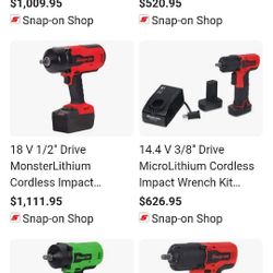 Snap On Battery Powered Impacts.