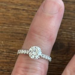 New 1.09 Carat Round Diamond Engagement Ring 14k White Gold