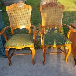 Two Vintage Cane Chairs