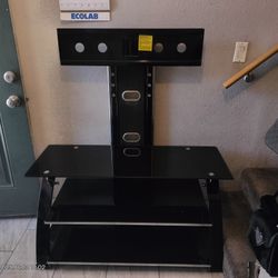 Modern Glass T.V. Stand with Integrated Tilt Wall Mount