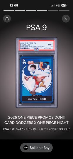 Dodgers Luffy Don Card Psa 9