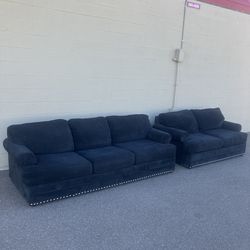 Gray/Black Studded Sofa Couch Set