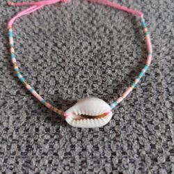 Pink Adjustable Beaded Shell Bracelet 