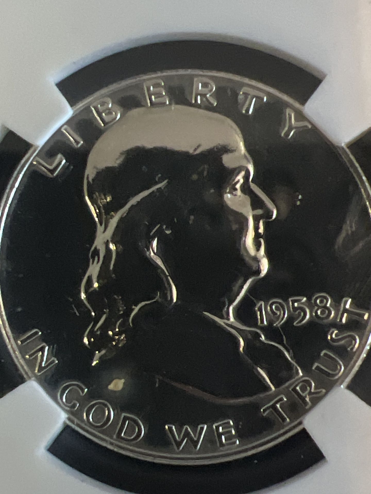 1958 Franklin Half Dollar about PR70