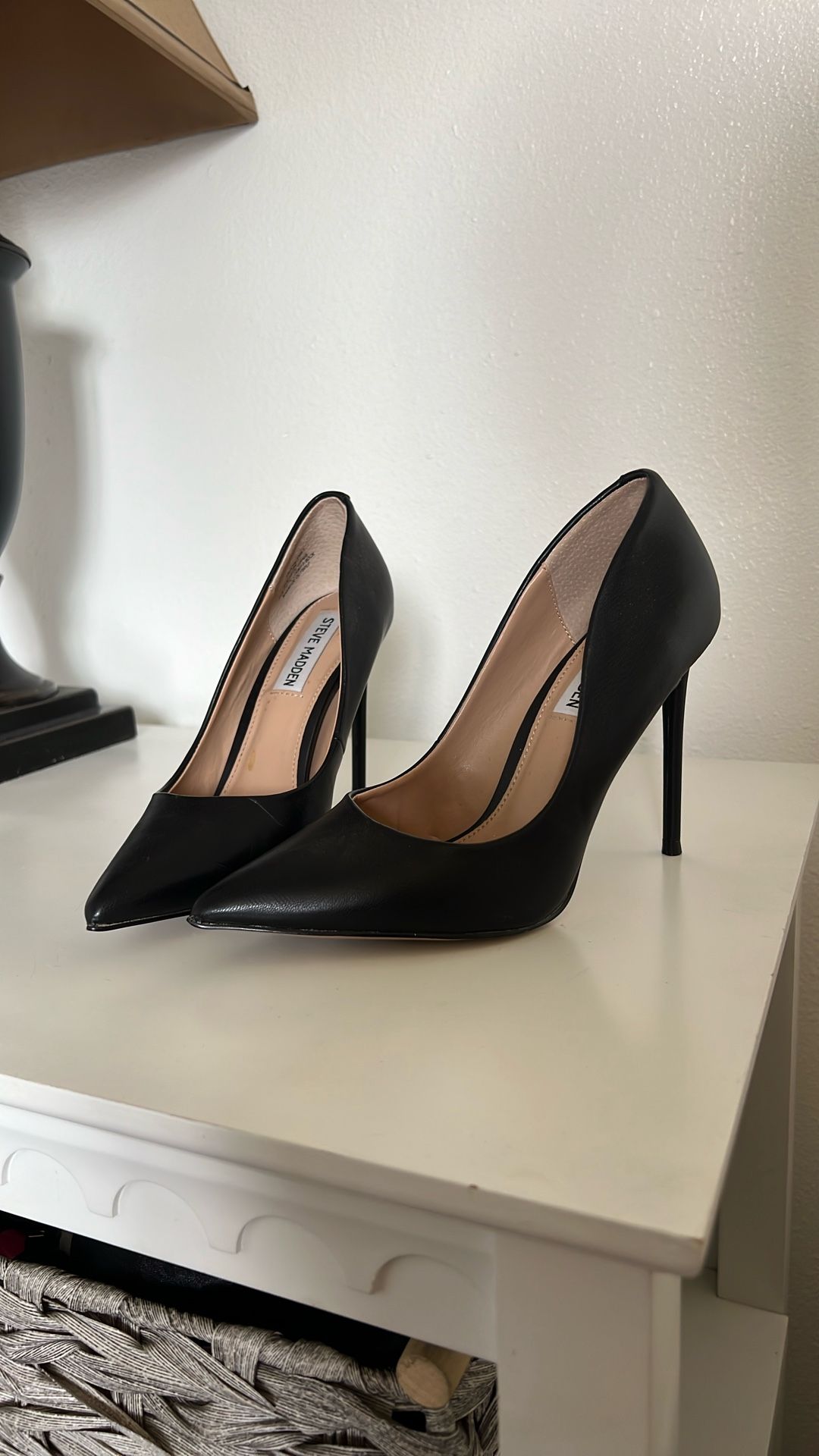 Steve Madden Black Leather Heels