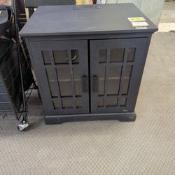 End Table with Charging Station, Farmhouse Nightstand with Glass Door Large Storage Rustic Wood Square Sofa Side Table with Adjustable Shelf for Livin