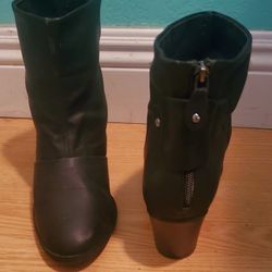 Black Leather Booties...size 10 Womens..good Condition!