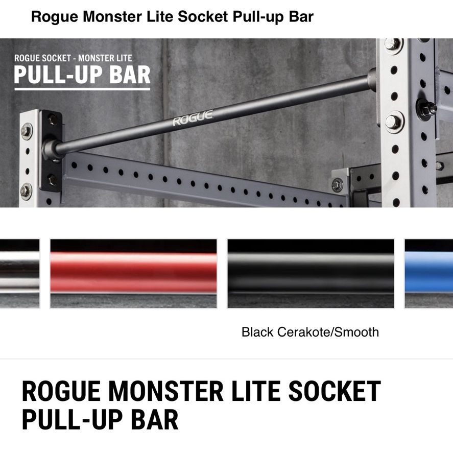 Rogue Monster Lite Socket Creakote Smooth Pull-up Bar
