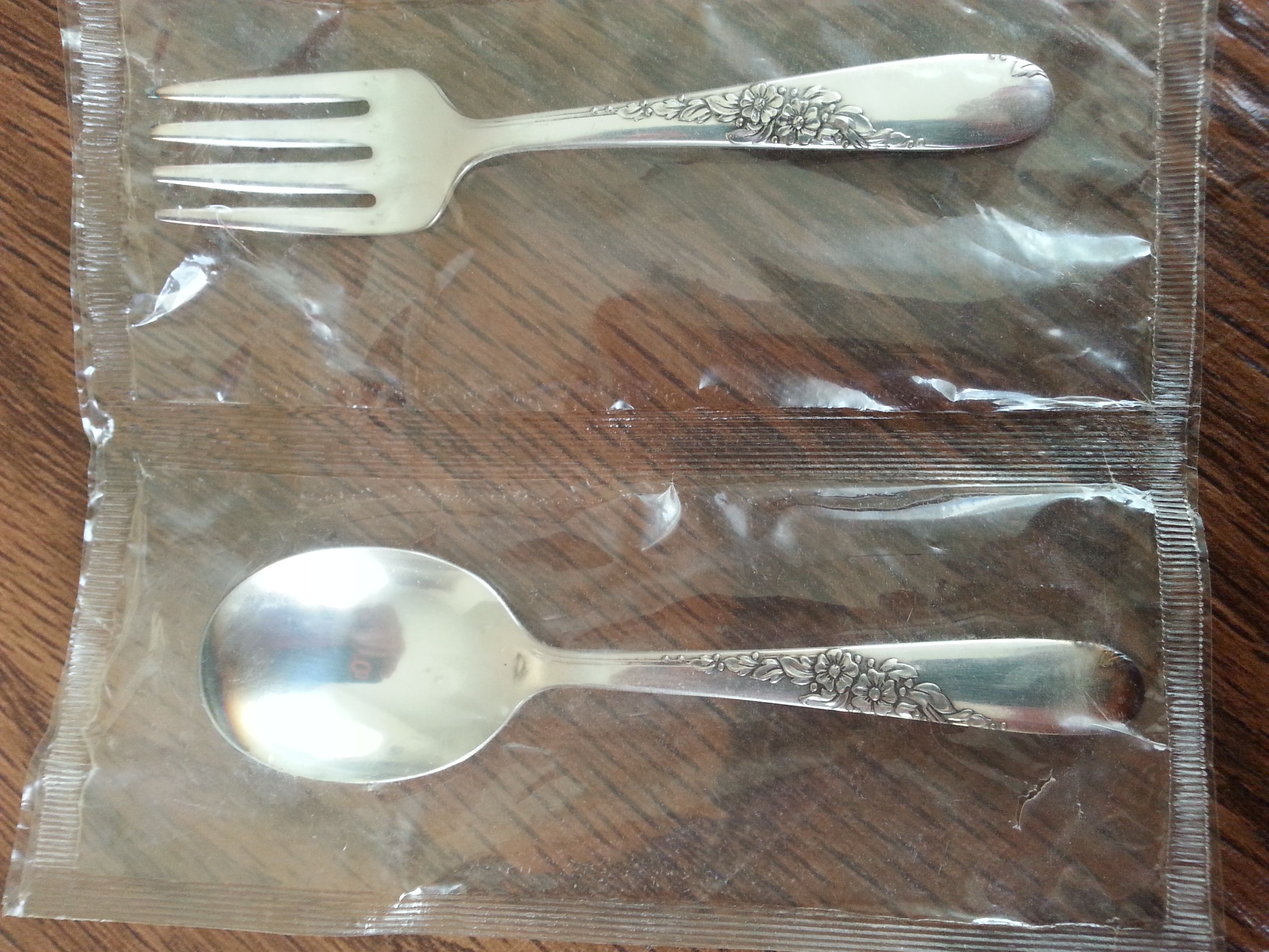 Wm A Rogers Vintage Silver Plated Baby Spoon and Fork Oneida Ltd
