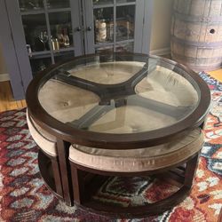 Round Coffee Table With Stowaway Seats