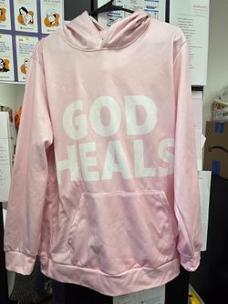God Heals Pink Graphic Hoodie