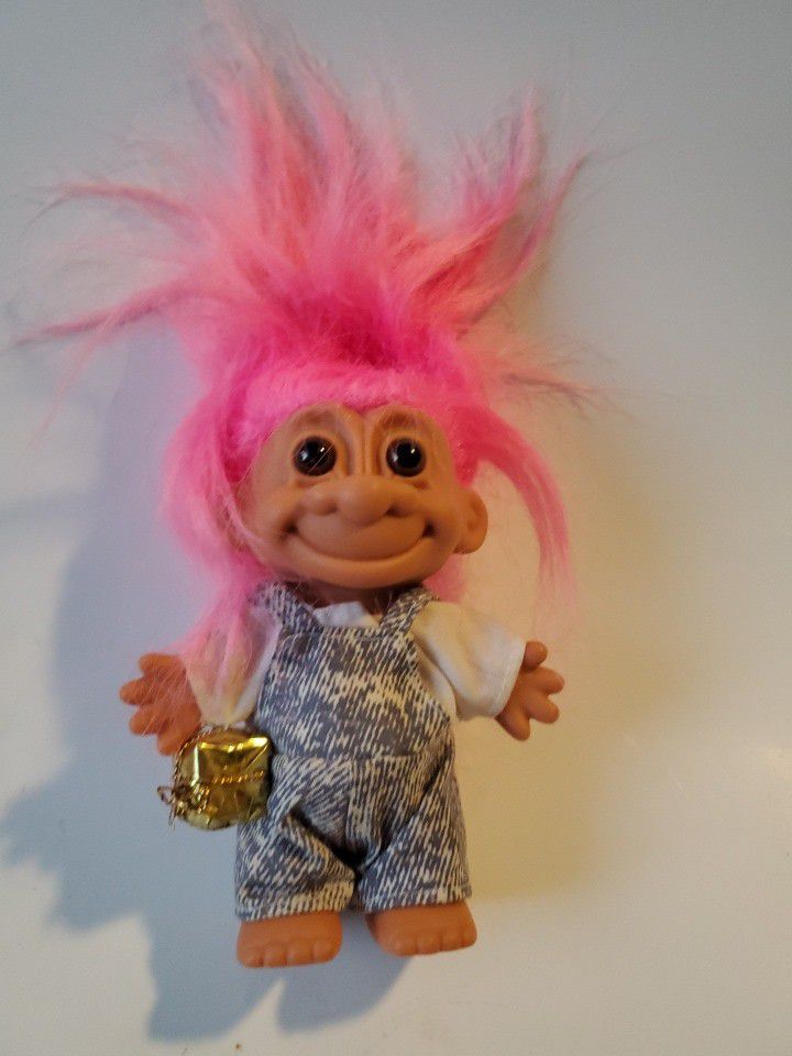 4" Vintage Russ Trolls Doll Hot Pink Hair Figurine 