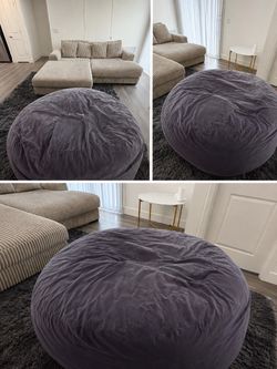 Large Blue Suede 6 foot Bean Bag Chair
