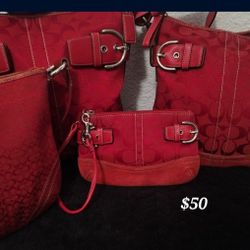 Coach Red Signature C Soho Wristlet 