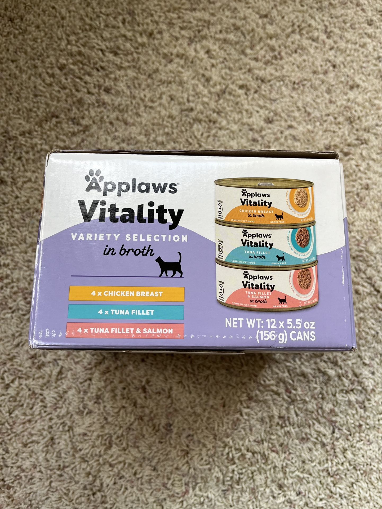 Applaws Vitality Wet Cat Food in Broth, Natural Canned Cat Food, Wet Food for Cats with Added Vitamins and Minerals, Grain Free, Carrageenan Free, Var
