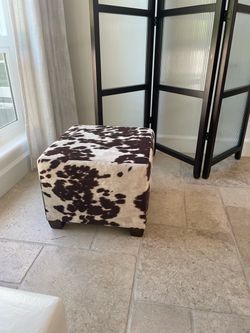 Faux Cowhide Footstool