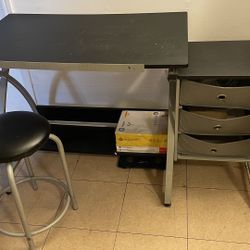 Adjustable Drawing/Art Desk With Stool
