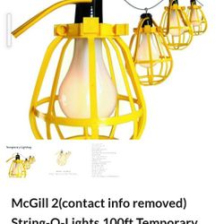 McGill String-O-Lights,100ft. Temporary Lighting String With 10 Lamp Sockets And Guards 