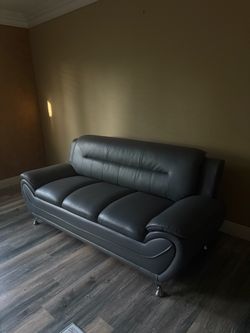 2 SOFAS GRAY BONDED LEATHER SILVER LEGS $350  DELIVER AVAILABLE PICK IT UP-MURRIETA