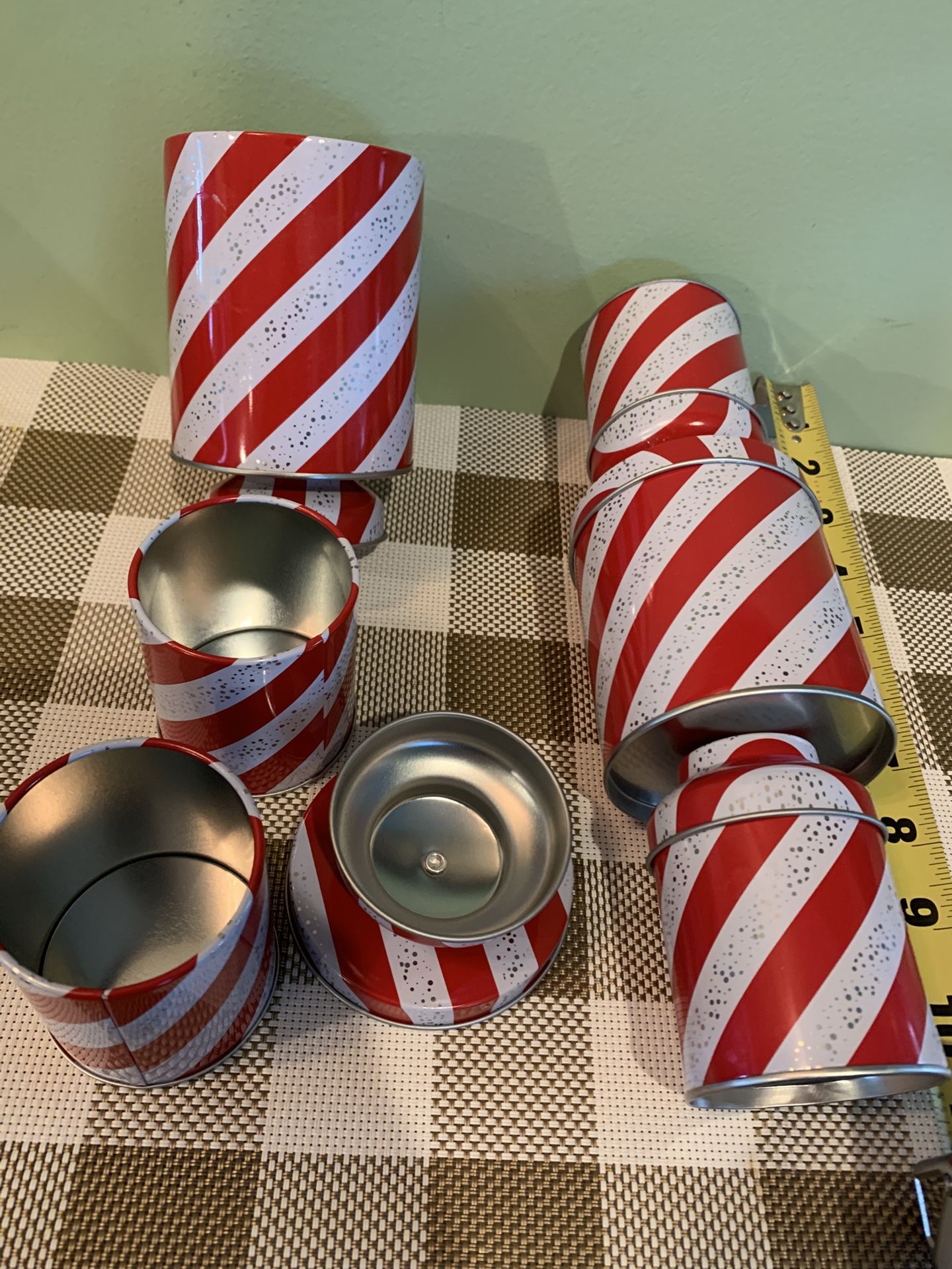 Two Metal Christmas Cans Attached To Fill W/ Small Gifts/ Cards. 