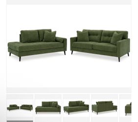 Olive Green Bixler sofa and corner chaise