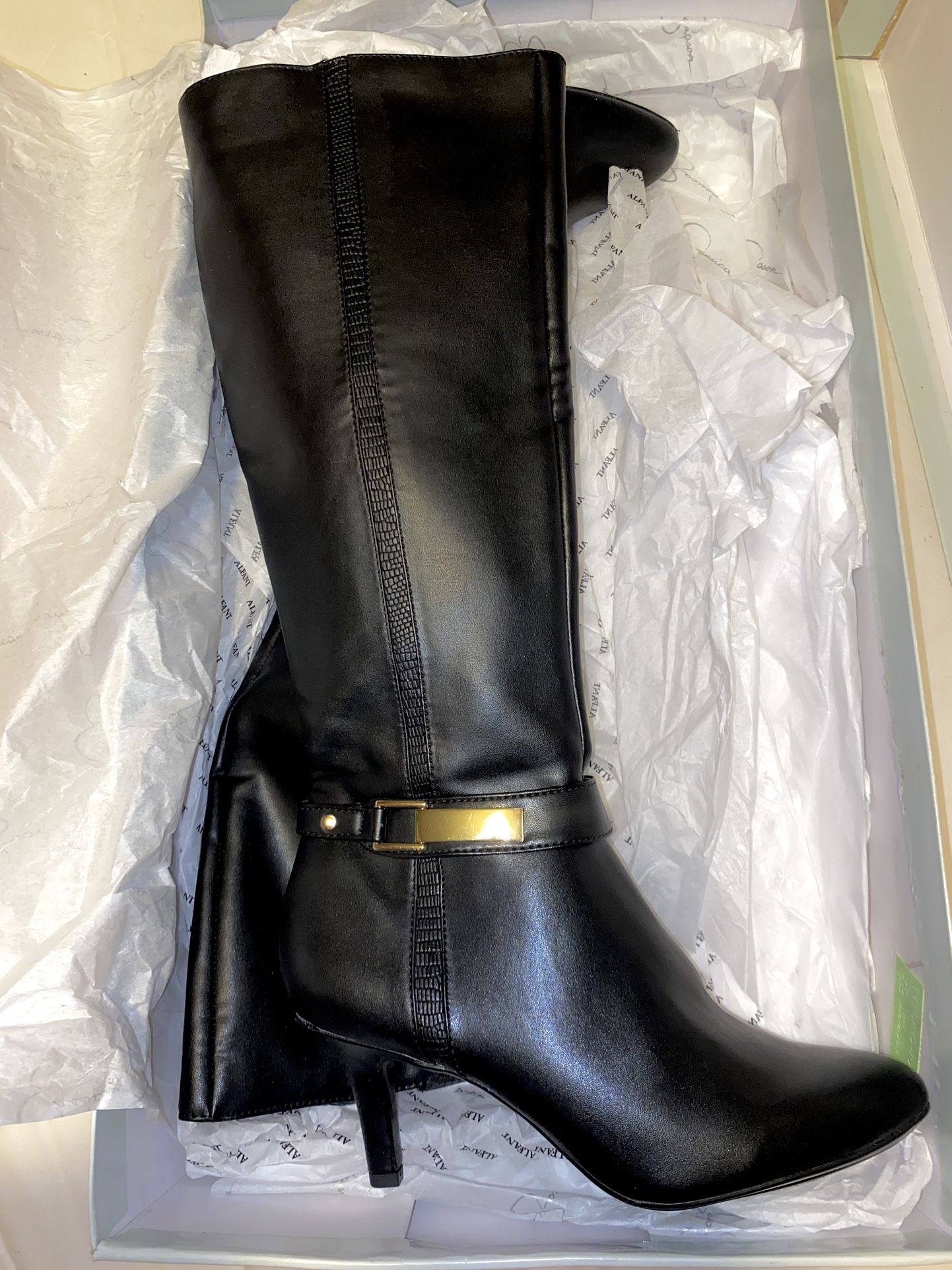 ALFANI Black Knee High Heel BADDIE BOOTS SIZE
