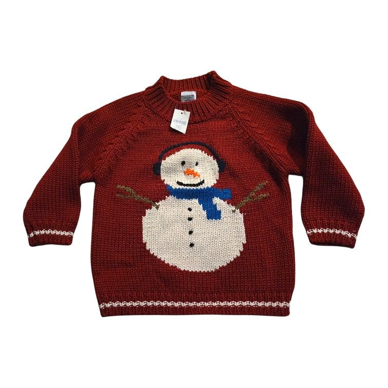 Baby Gap Maroon Snowman Wool Knit Pullover