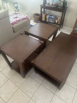 3 Piece Wood Ashley Coffee Table and end tables